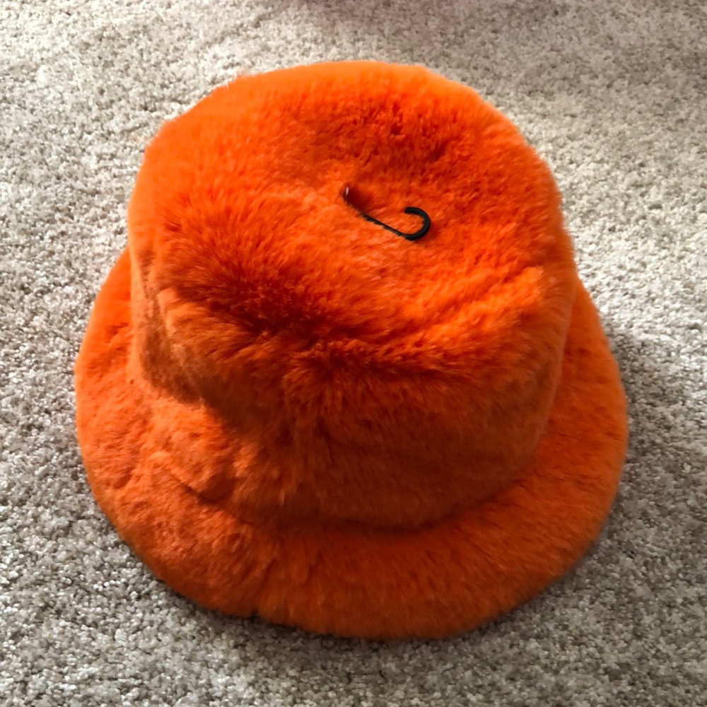 Urban Outfitters Orange Faux Fur Bucket Hat
